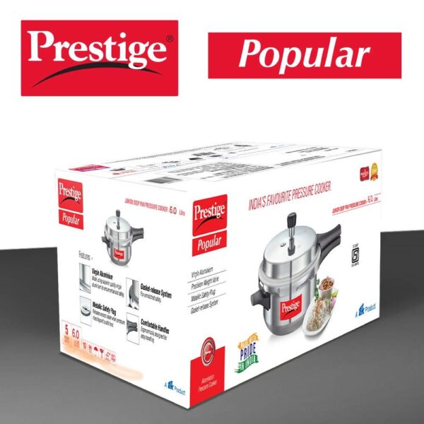 Prestige Popular Senior Deep Pressure Pan, 6 L ( 10035 , Silver ) - Image 5