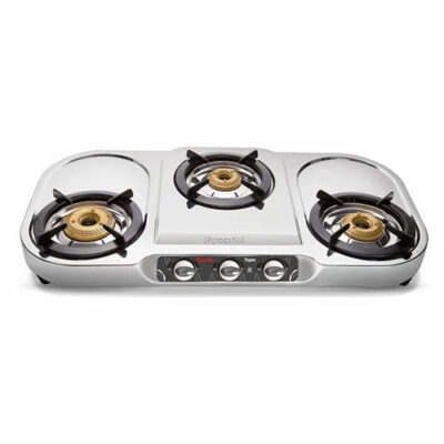 Preethi Stylo steel slim stainless steel 3 burner gas stove – 12400029