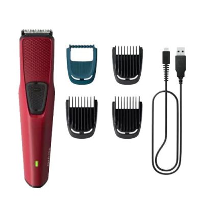 PHILIPS BT1235/18 Trimmer 60 min Runtime 4 Length Settings  (Maroon)