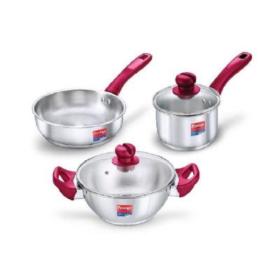 Prestige Platina Popular Stainless Steel 3PCS BYK Set Cookware