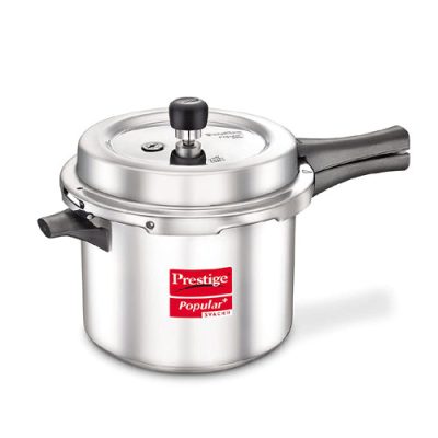 Prestige Popular Plus Svachh Virgin Aluminium Spillage Control Outer Lid Pressure Cooker, 5 L (Silver)