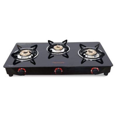 Butterfly Trio Glasstop 3 Burner Gas Stove – BTFGS-TRIOGT- 3B