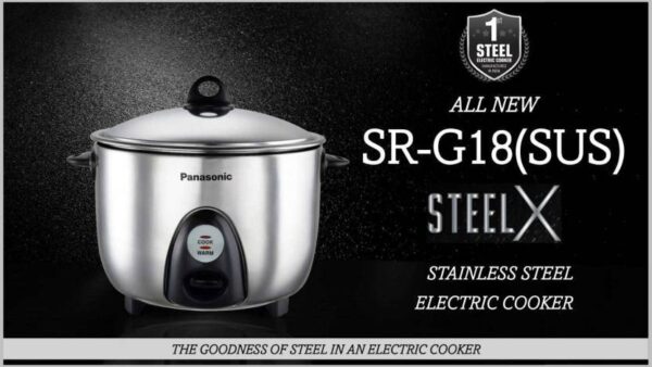 PANASONIC ELECTRIC RICE COOKER SR-G18 (SUS), 1.8 LITRE, WITH TRIPLY STEEL INNER CONTAINER - Image 3