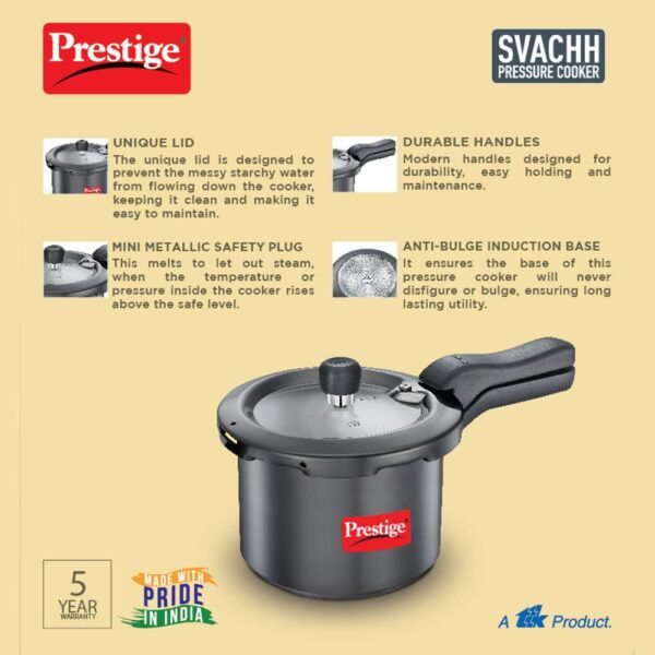 Prestige Svachh 3 Litre Pressure Cooker with Hard Anodized Body ( 20223 , Black ) - Image 4