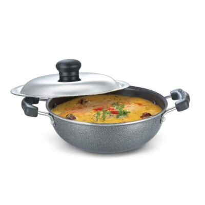 Prestige Omega Select Plus Flat Base Kadai 250 mm with SS Lid ( 30729 , Black )