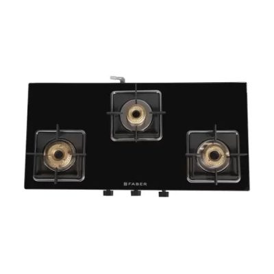 FABER REMO 3BB BK Glass Manual Gas Stove  (3 Burners) – FBRGS-REMO3BBBK