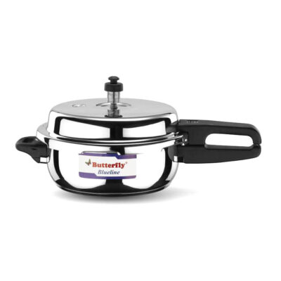 Butterfly Aluminum Blue Line Inner Lid Pressure Cooker, Silver, 2 liter