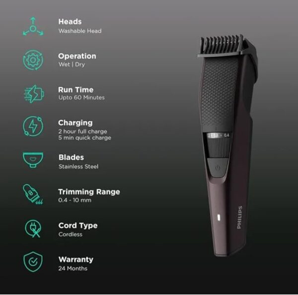 PHILIPS 3415/15 3000 Series Beard Trimmer, Battery Powered - Image 4