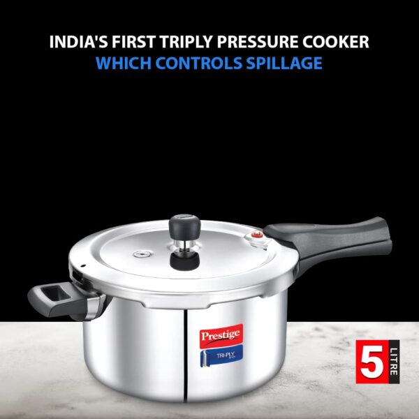 Prestige Svachh Triply 5 Litre, Silver Outer Lid Pressure Cooker (Aluminium) - Image 2