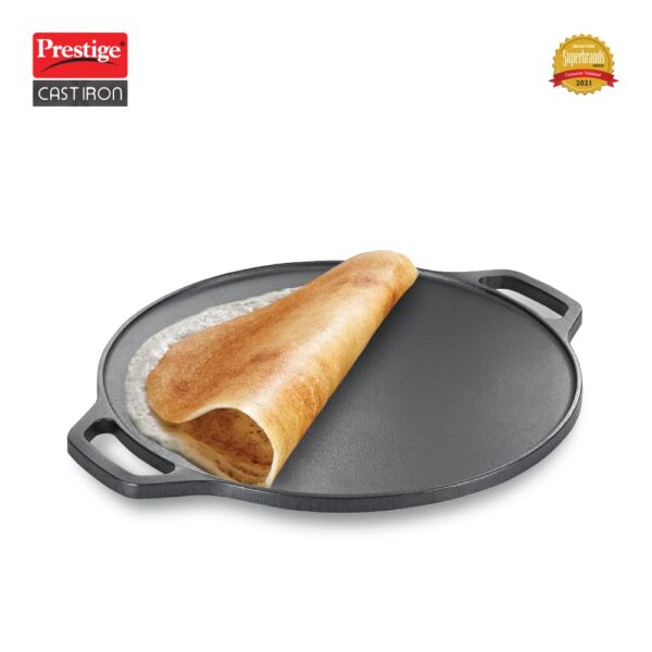 Prestige 30 cm Cast Iron Dosa Tawa|Super Durable(Lasts for Generation)|Retains Heat for Long - Image 3