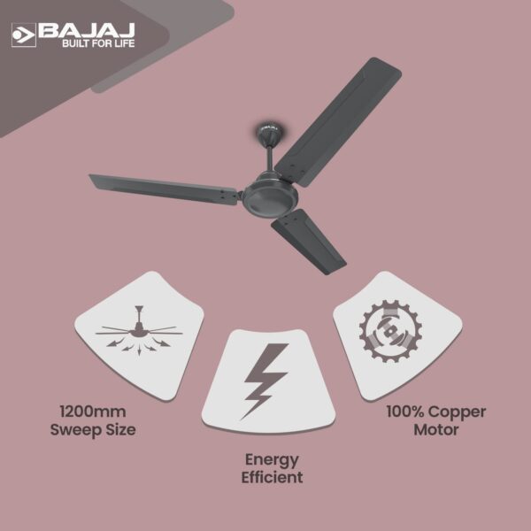 Bajaj Classico 12S1 1200mm Marathon Blue & Coal Mine Grey Ceiling Fan - Image 10