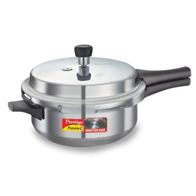 Prestige Popular Plus Induction Base Junior Deep Pan, Aluminium Outer Lid Pressure cooker, 4.1 litres, Silver