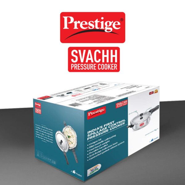 Prestige Svachh Aluminium Senior Deep Pan Outer Lid Pressure Cooker, 5L, Silver - Image 5