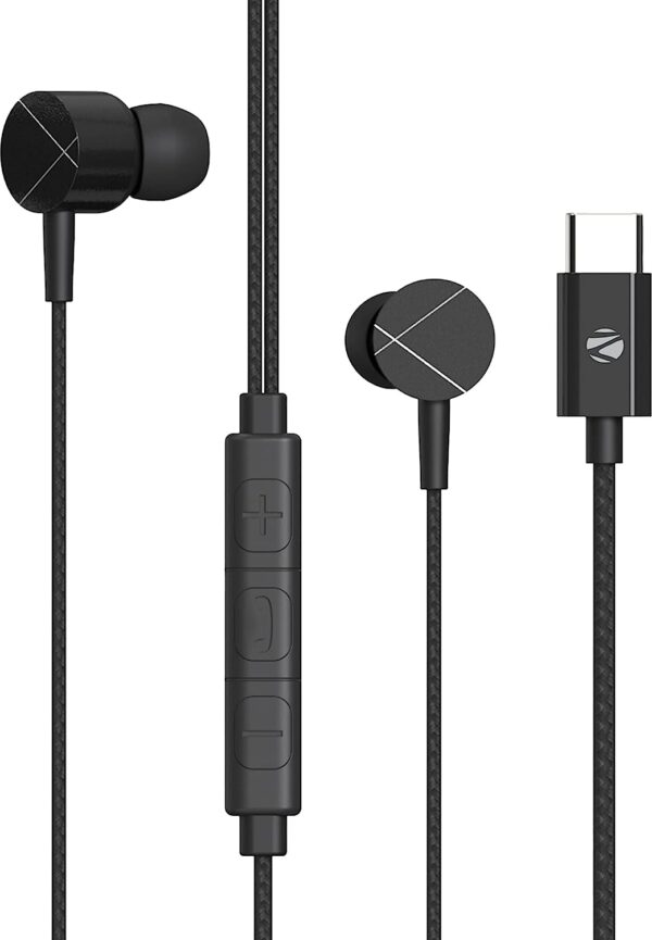 ZEBRONICS Zeb-Buds C2 in Ear Type C Wired Earphones with Mic, Braided 1.2 Metre Cable, Metallic Design, 10mm Drivers, in Line Mic & Volume Controller - Image 4