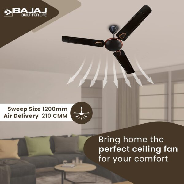 Bajaj Edge HS Neo DECO EE 1200mm (48") Ceiling Fans for Home |BEE Star Rated Energy Efficient Ceiling Fan|Unique Deco Trims|Rust Free Coating|HighSpeed - Image 4