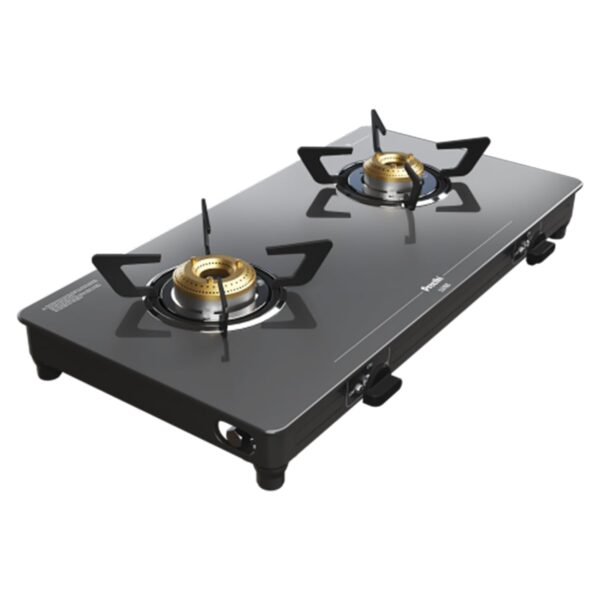 Preethi Luxe 2 Burner Glass Top Gas Stove With Drip tray Less Infinity Design