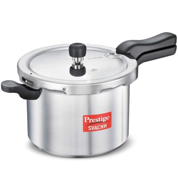 Prestige Svachh Aluminium Outer Lid Pressure Cooker, With Spillage Control, 5L, Silver