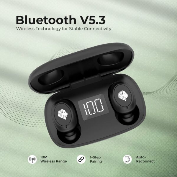 Kratos Buds Plus Wireless in- Earbud Headphones, Bluetooth v5.3, Touch Control Headphones, HiFi Stereo, 12H Playtime with LED Display Charging Case - Image 3