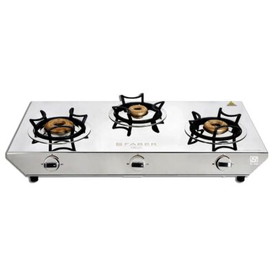 Faber high efficiency 3 Brass Burner with stainless steel top, ISI Certified gas stove, Manual Ignition, For LPG use only (Cooktop Hilux Max 3BB SS)