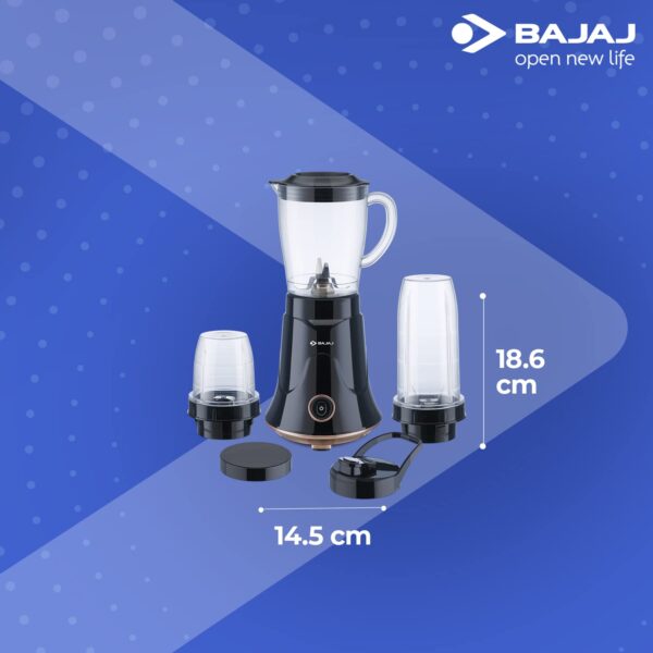 Bajaj Nx-01, Powerful 300W Mixer Grinder, Blender, Juicer And Smoothie Maker With Sipper And Store Lids, 3 Jars - Image 6