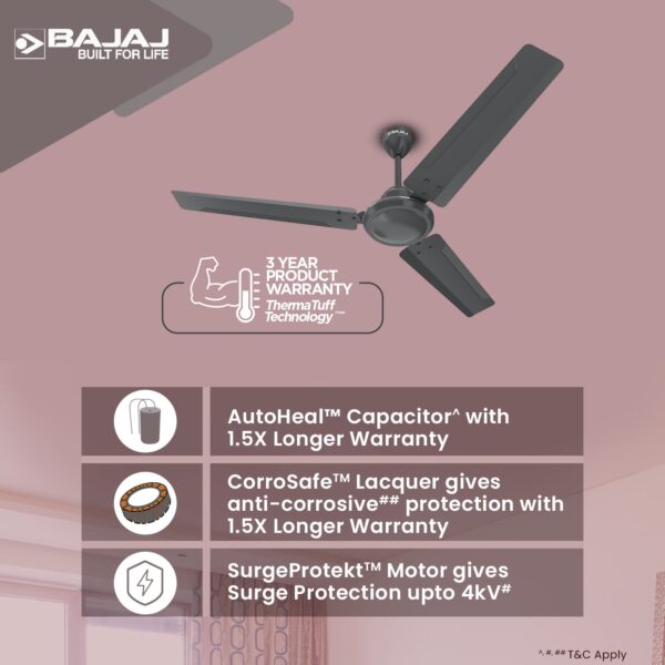 Bajaj Classico 12S1 1200mm Marathon Blue & Coal Mine Grey Ceiling Fan - Image 8