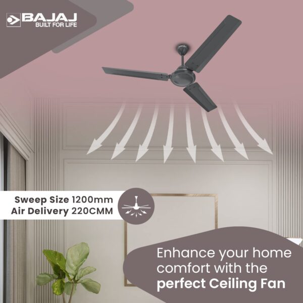 Bajaj Classico 12S1 1200mm Marathon Blue & Coal Mine Grey Ceiling Fan - Image 9