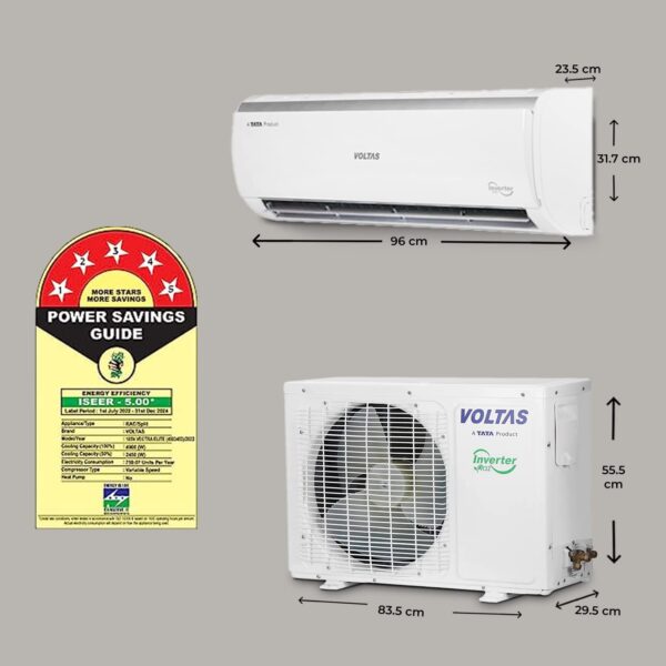 Voltas 1.5 Ton 5 Star, Inverter Split AC(Copper, 4-in-1 Adjustable Mode, Anti-dust Filter, 2023 Model,185V Vectra Elite, White) - Image 5