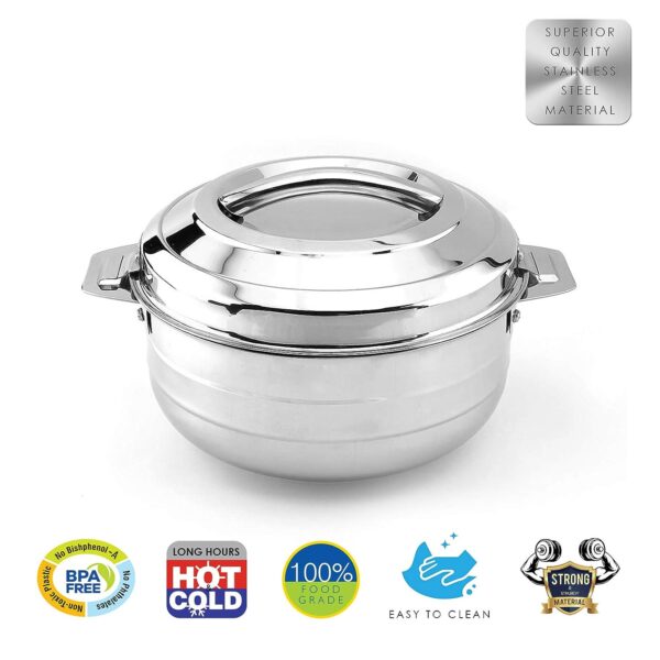 Cello Lumina Stainless Steel Casserole, 3.5 Litre, Silver,Solid - Image 4