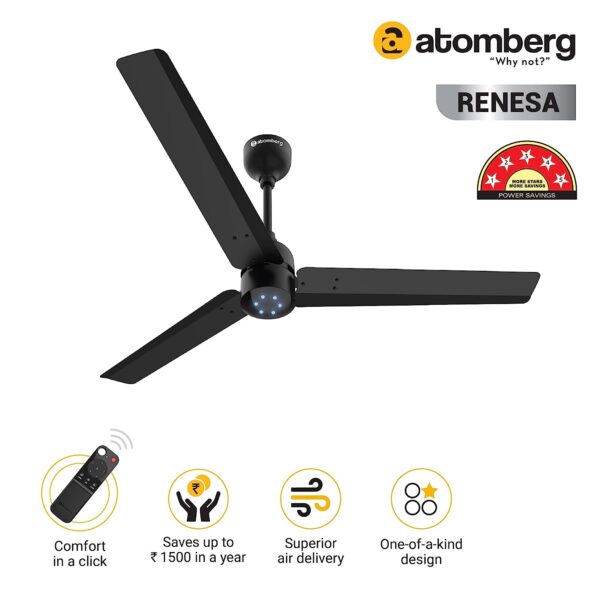 atomberg Renesa+ 1200mm BLDC Motor 5 Star Rated Sleek Ceiling Fans with Remote Control - Image 6