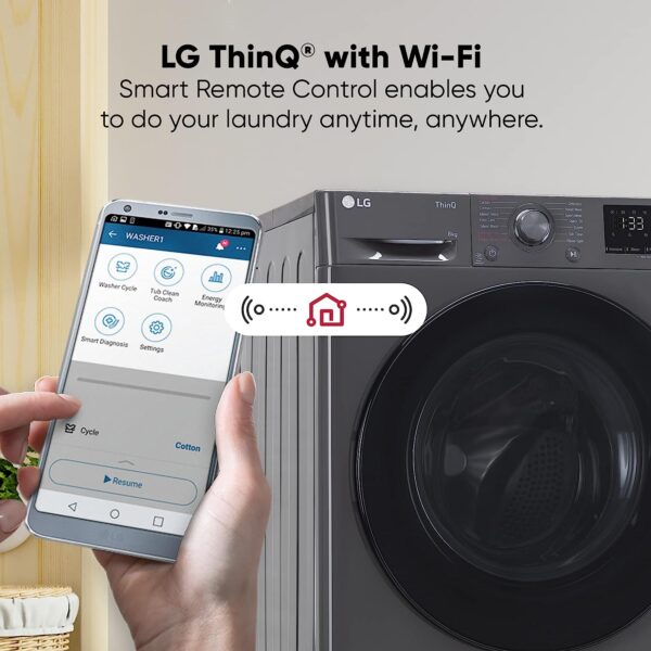 LG 8 Kg 5 Star Inverter Wi-Fi Fully-Automatic Front Loading Washing Machine with Inbuilt heater - Image 6