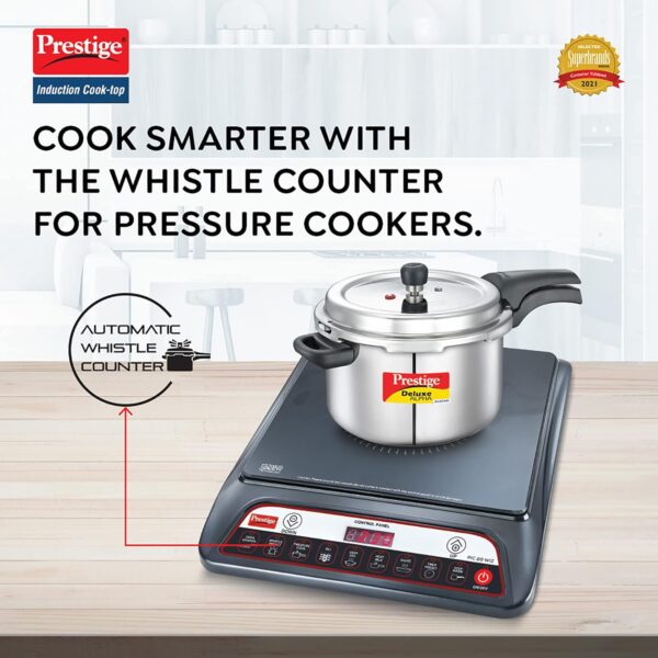 Prestige PIC 20 WIZ 1600W Induction Cooktop(Black, Automatic Whistle Counter, Indian Menu Option) - Image 2