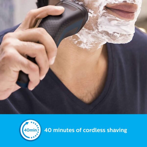 Philips S1121/45 Cordless Electric Shaver, 3D Pivot & Flex Heads, 27 Comfort Cut Blades, Up to 40 Min of Shaving - Image 4