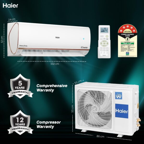 Haier 1.5 Ton 5 Star Heavy Duty Hexa Inverter Intelli Smart Split AC (Copper, 7 in 1 Convertible - Image 6