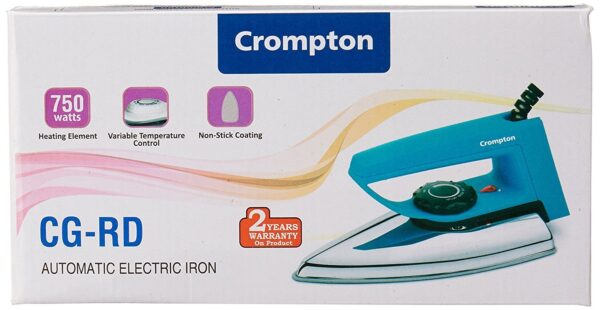 Crompton Greaves RD 750-Watt Dry Iron with Double Layer Non-stick Coating (Blue) - Image 5