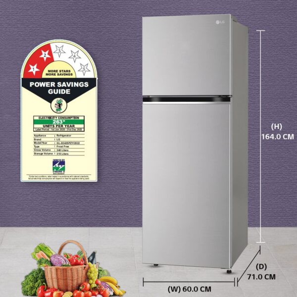 LG 340 L 2 Star Frost-Free Smart Inverter Double Door Refrigerator (GL-S342SPZY, Shiny Steel, Convertible & Multi Air Flow) - Image 4