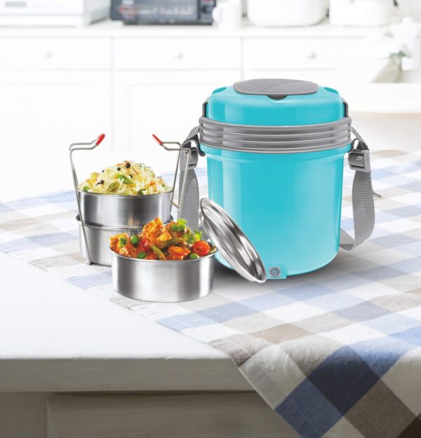 Milton Electron Stainless Steel Tiffin Box Set, Blue - Image 4