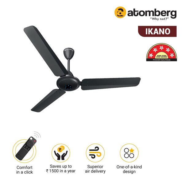 atomberg Ikano 1200mm BLDC Motor 5 Star Rated Classic Ceiling Fans with Remote Control - Image 3