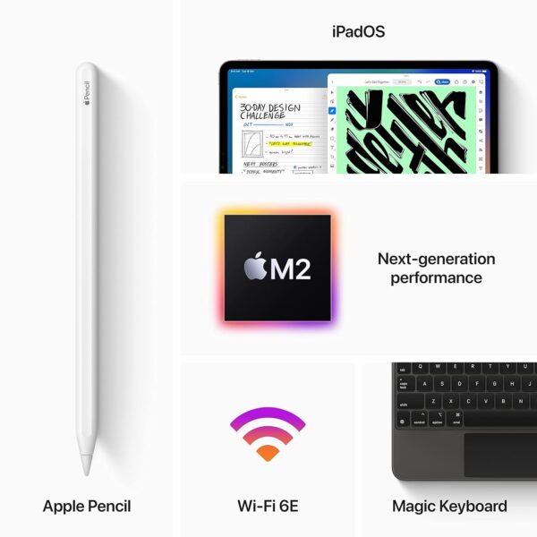 Apple iPad Pro  (4th Generation): with M2 chip, Liquid Retina Display, 256GB, Wi-Fi 6E + 5G Cellular, 12MP front/12MP and 10MP Back Cameras, Face ID, All-Day Battery Life (Space Grey) - Image 6