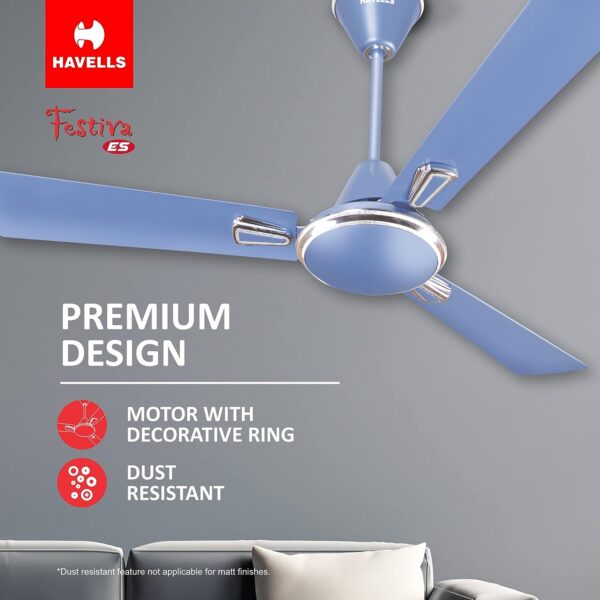 Havells 1200mm Festiva Energy Saving Ceiling Fan (Ocean Blue) - Image 4