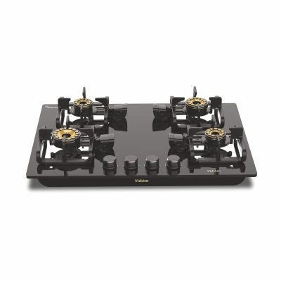 Vidiem Vogue V1 4-Burner Gas Cooktop/Hob | World’s First Fully Removable Burner Assembly | 10MM Toughened Glass