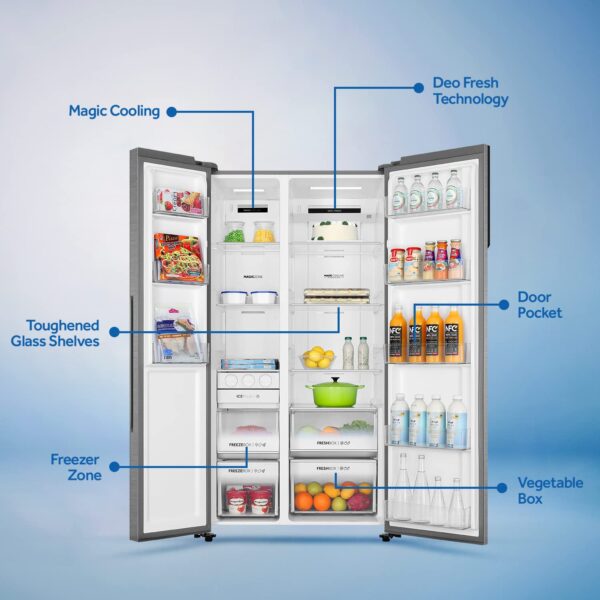 Haier 630 L Double Door Side By Side Refrigerator Appliances, Expert Inverter Technology (HRS-682SS, Shiny Steel - Image 2