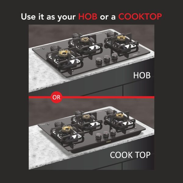 Vidiem Vogue V1-3Burner Gas Cooktop/Hob | World's First Fully Removable Burner Assembly - Image 5