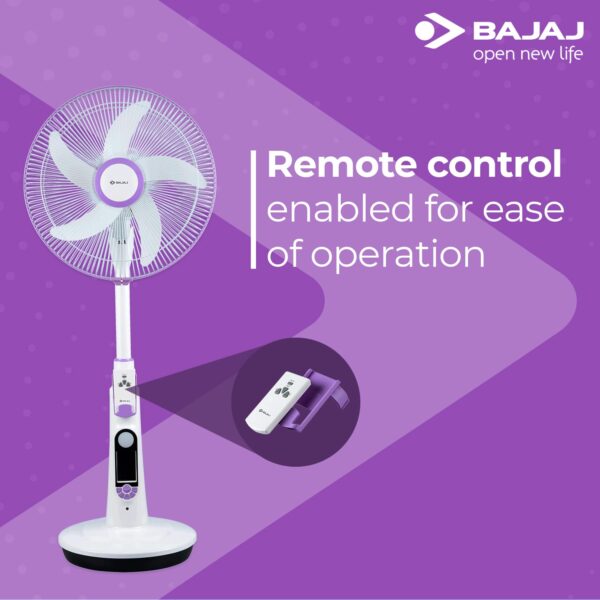 Bajaj Nuvo 400 mm Plum Purple Table Cum Pedestal Fan with BLDC Motor and Remote Control Operation, Regular - Image 6