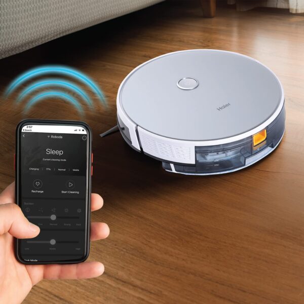 Haier Robot Vacuum Cleaner with Wet Mopping, 2-in-1 with App & Voice Control, Auto Recharge, Strong 2200 Suction, and Long Life 2600 Battery - Image 5