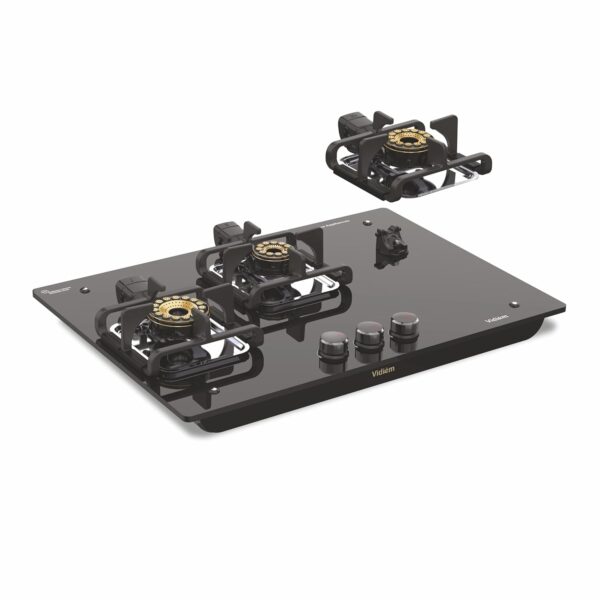 Vidiem Vogue V1-3Burner Gas Cooktop/Hob | World's First Fully Removable Burner Assembly - Image 2