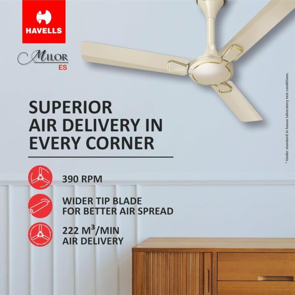 Havells 1200mm Milor Energy Saving Ceiling Fan (Dusk, Pack of 1) - Image 10