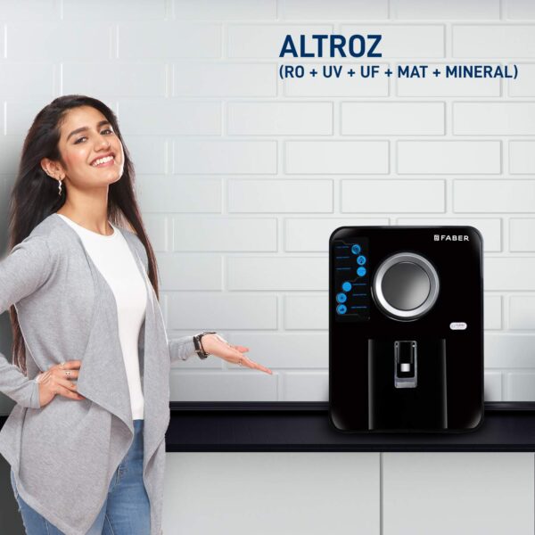 Faber Altroz (RO+UV+UF+MAT) with Heavy Duty Membrane Upto 3000 TDS Water Purifier, Black, 10 Liter - Image 5