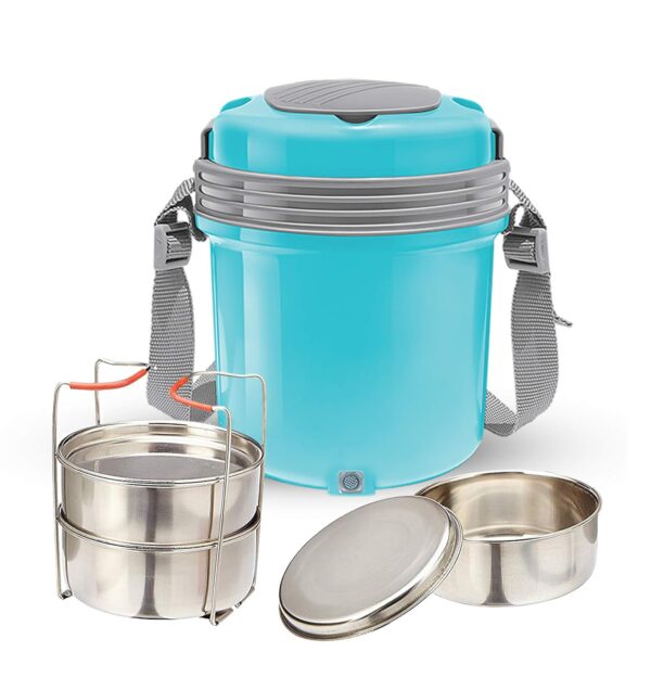 Milton Electron Stainless Steel Tiffin Box Set, Blue - Image 2