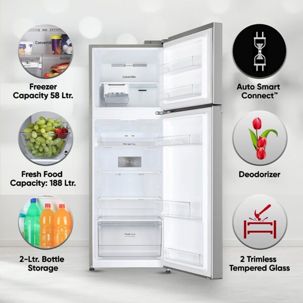 LG 246 L 3 Frost-Free Smart Inverter Compressor Double Door Refrigerator (2023 Model, GL-S262SPZX, Shiny Steel - Image 2