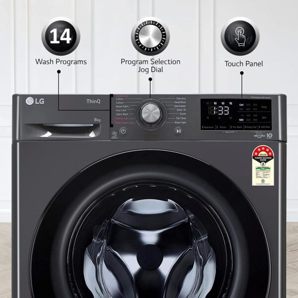 LG 8 Kg 5 Star Inverter Wi-Fi Fully-Automatic Front Loading Washing Machine with Inbuilt heater - Image 4